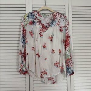 Lucky Brand Multicolor Floral Boho Blouse Bohemian Music Festival Sz M